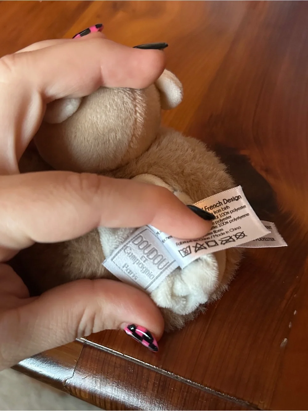 Doudou et Compagnie Beige Bear Plush Rattle Slippers for Babies